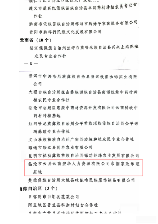 全國(guó)巾幗家政示范基地官方授予文件3